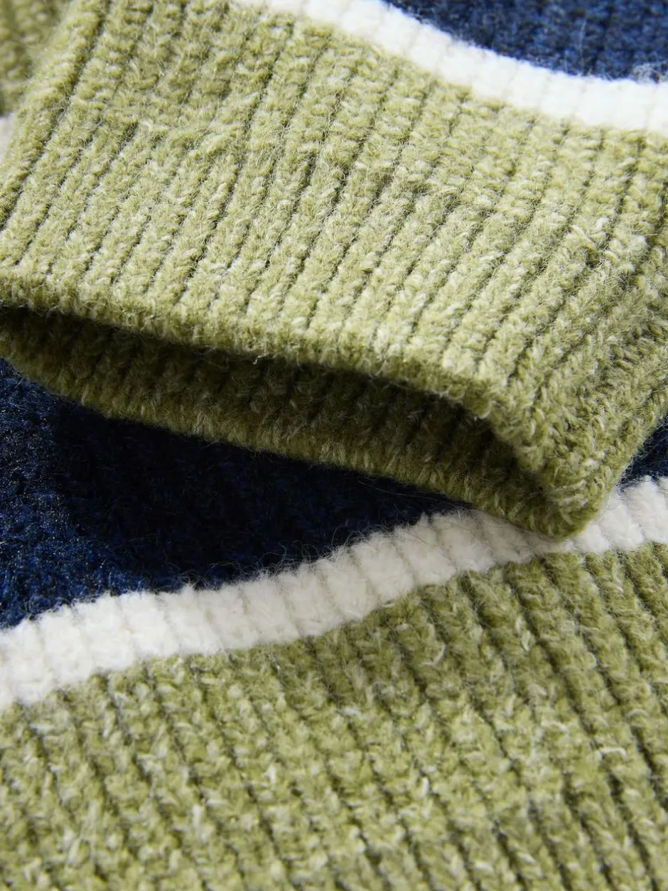 Next Knitted Stripe Rugby Polo Shirt (3mths-7yrs) Green/Blue Discount