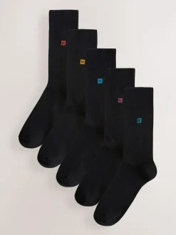 Next 5 Pack Embroidered Lasting Fresh Socks Green/Blue/Red Logo Best