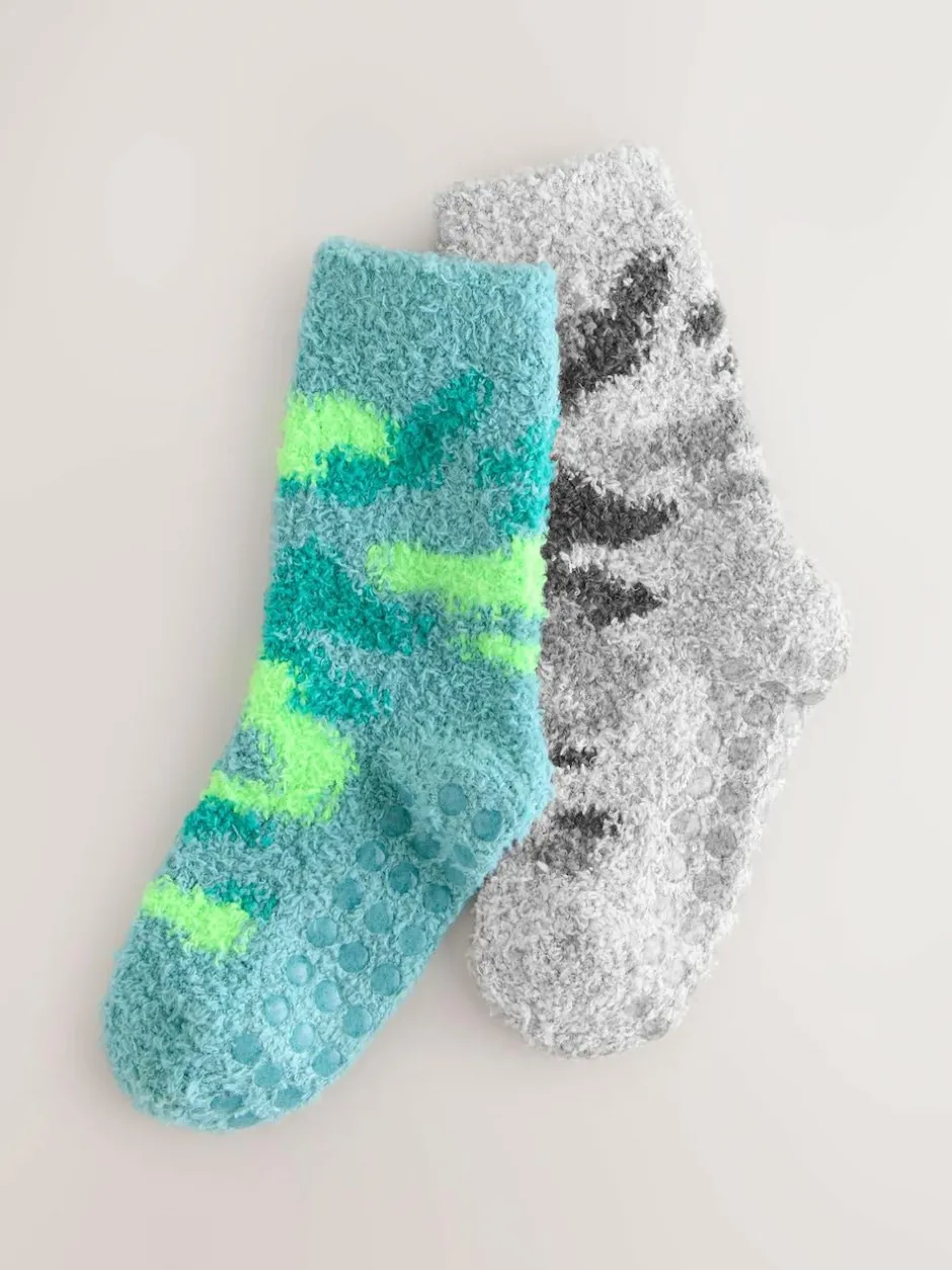 Next Green/Grey Camo Cosy Socks 2 Pack Outlet