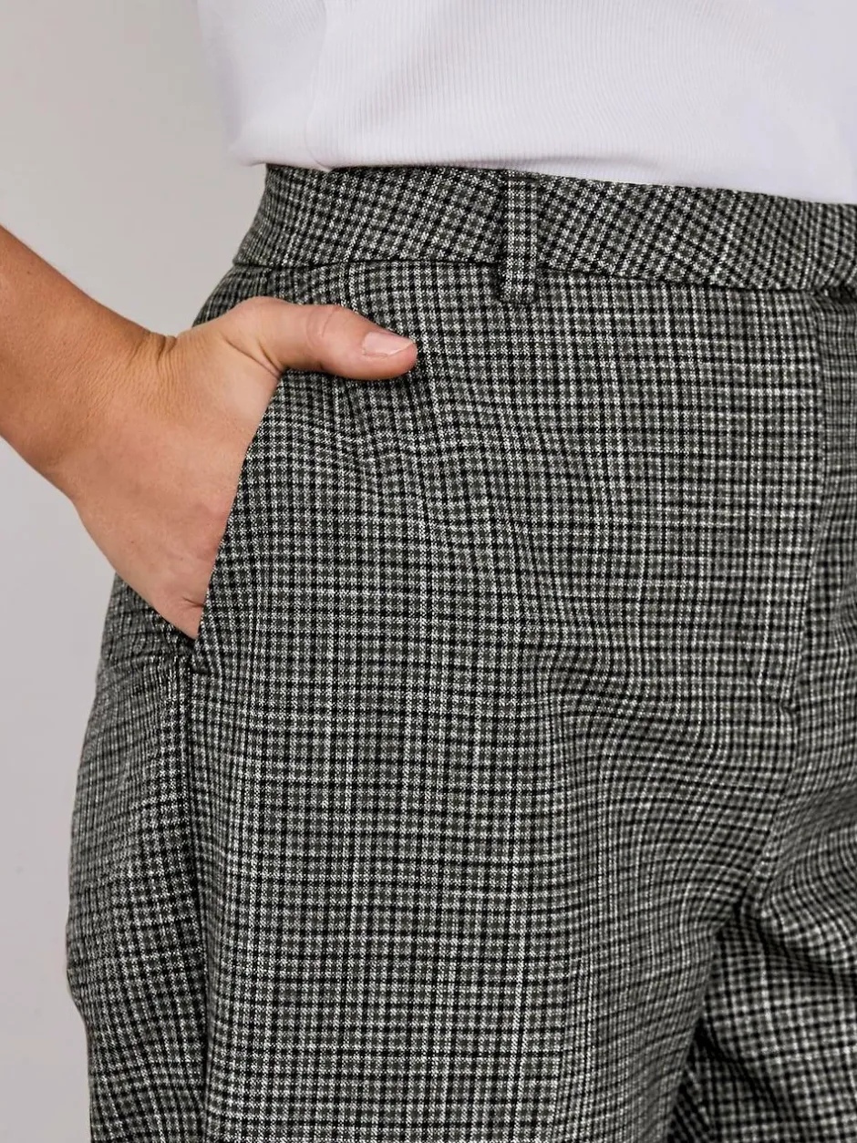 Next Green/Grey Check Slim Trousers