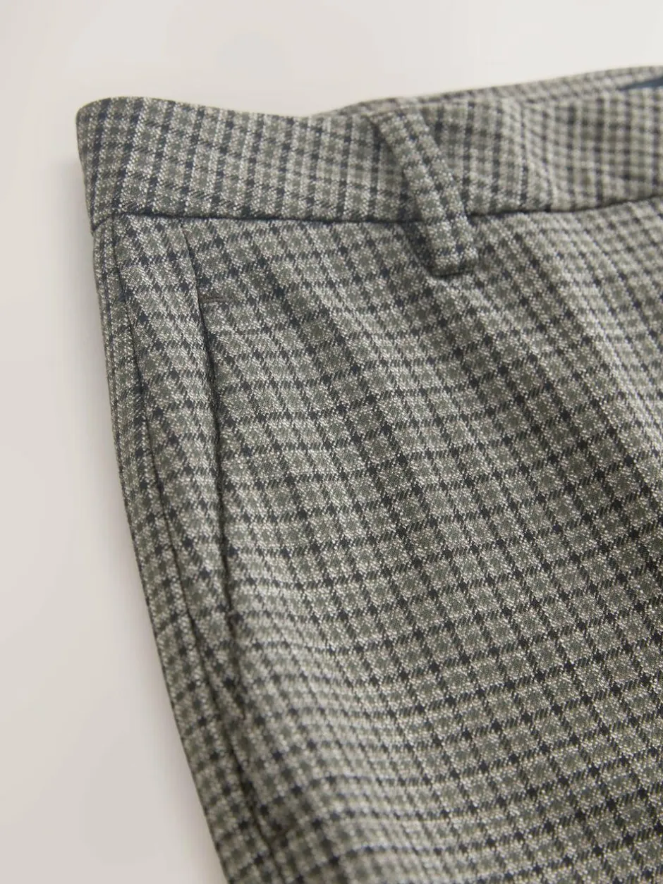 Next Green/Grey Check Slim Trousers