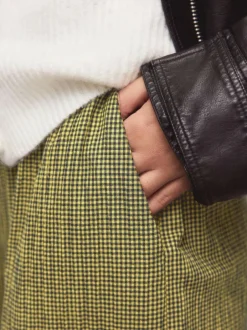 Next Gingham Wide Leg Trousers Green/Navy Blue Best