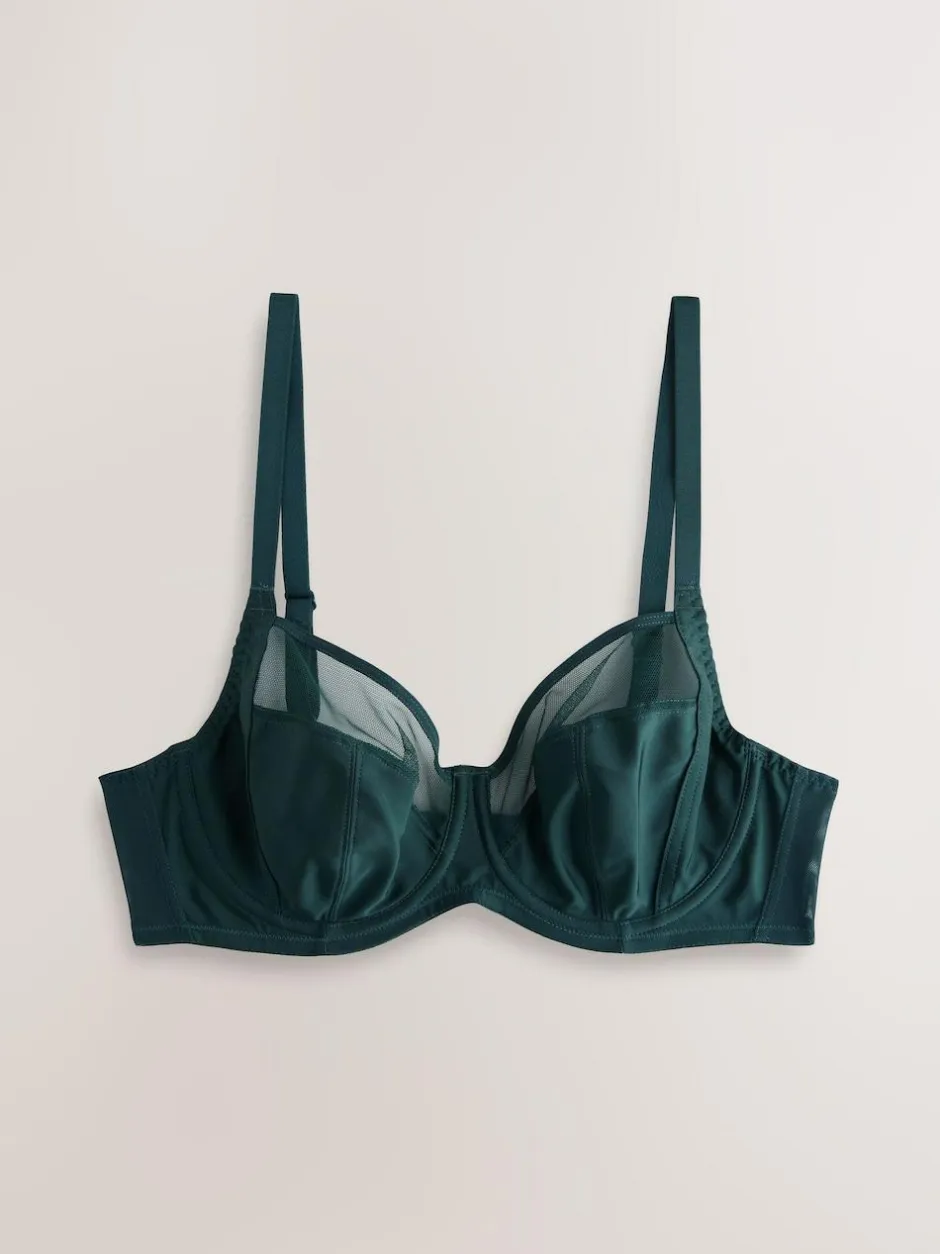 Next DD+ Non Pad Full Cup Bras 3 Pack with Side Support Green/Navy/Navy Print Clearance