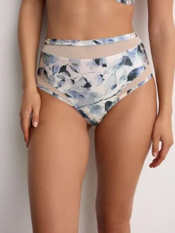 Next Mesh Trim High Waist High Leg Knickers 3 Pack Green/Navy/Navy Print Discount
