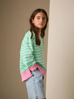 Next Sweatshirt (3-16yrs) Green/Pink New