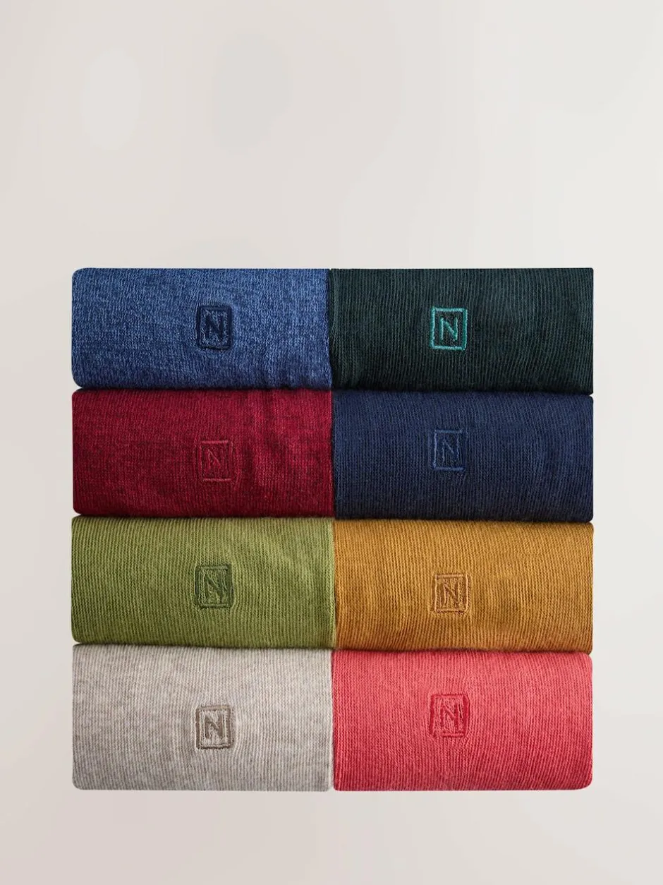 Next 8 Pack Embroidered Lasting Fresh Socks Green/Red/Blue Discount