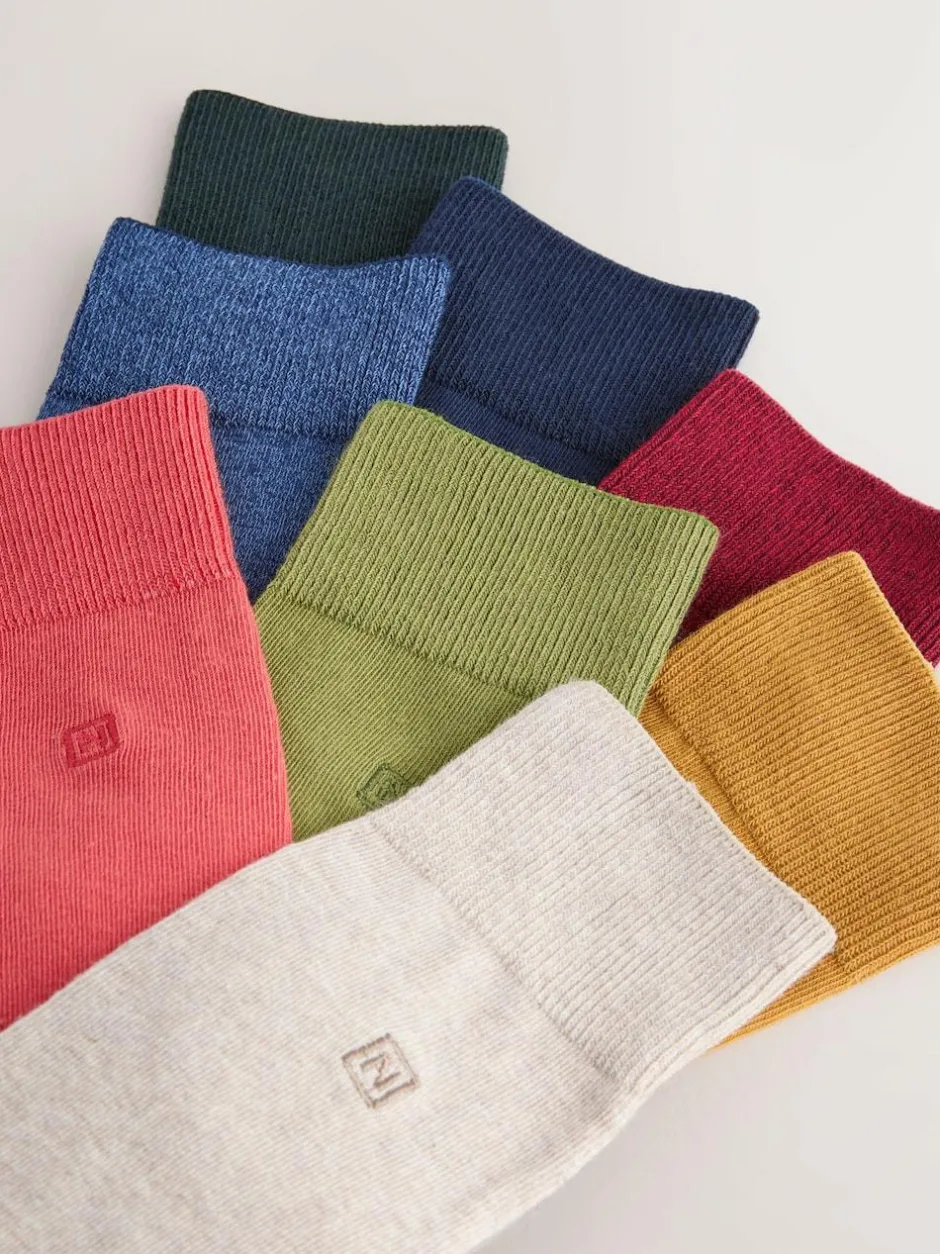 Next 8 Pack Embroidered Lasting Fresh Socks Green/Red/Blue Discount