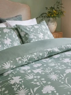 Next Reversible Duvet Duvet Cover and Pillowcase Set Green/White Floral Online