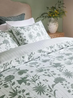 Next Reversible Duvet Duvet Cover and Pillowcase Set Green/White Floral Online