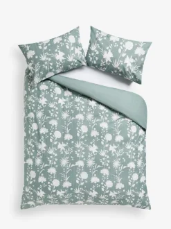 Next Reversible Duvet Duvet Cover and Pillowcase Set Green/White Floral Online