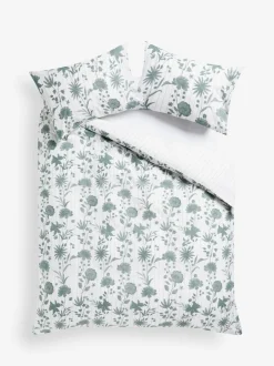 Next Reversible Duvet Duvet Cover and Pillowcase Set Green/White Floral Online