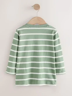 Next Green/White Stripe Safari Long Sleeve Appliqué T-Shirt (3mths-7yrs) Hot