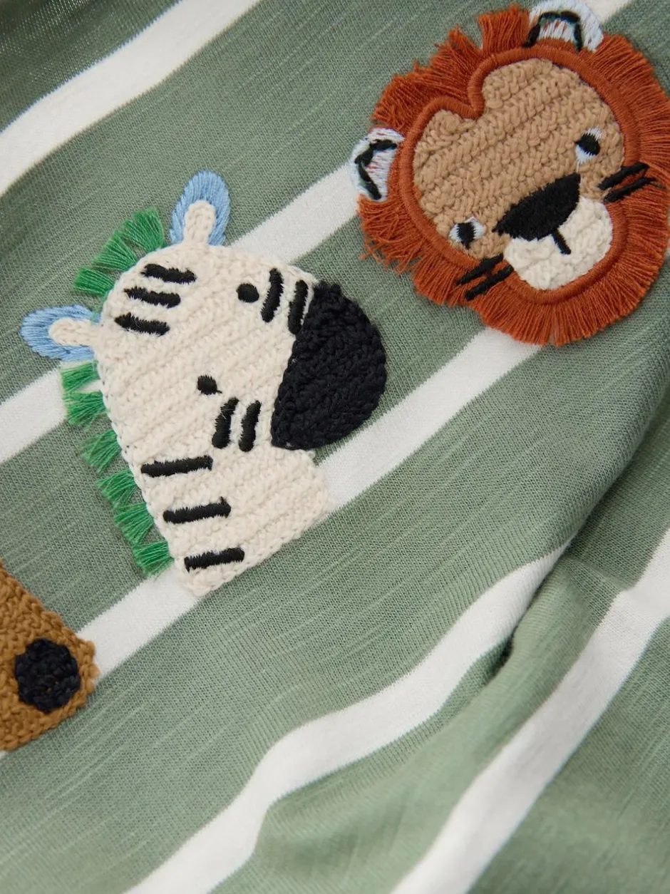 Next Green/White Stripe Safari Long Sleeve Appliqué T-Shirt (3mths-7yrs) Hot