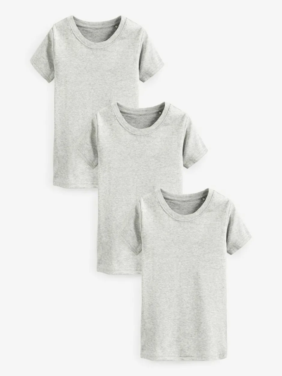 Next 100% Cotton Short Sleeve Vests 3 Pack (1.5-16yrs) Grey Clearance