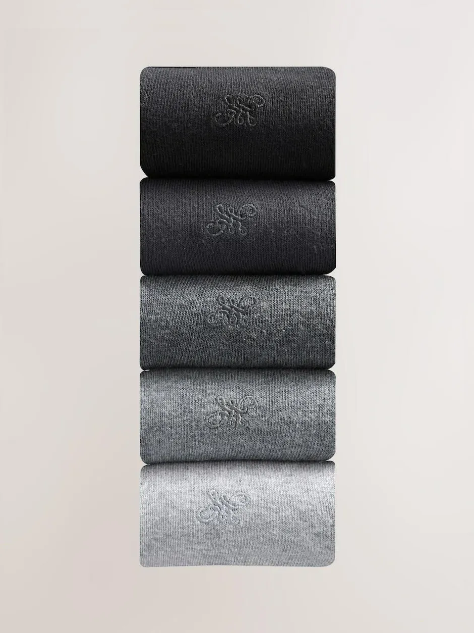 Next 5 Pack Embroidered Lasting Fresh Socks Grey Sale