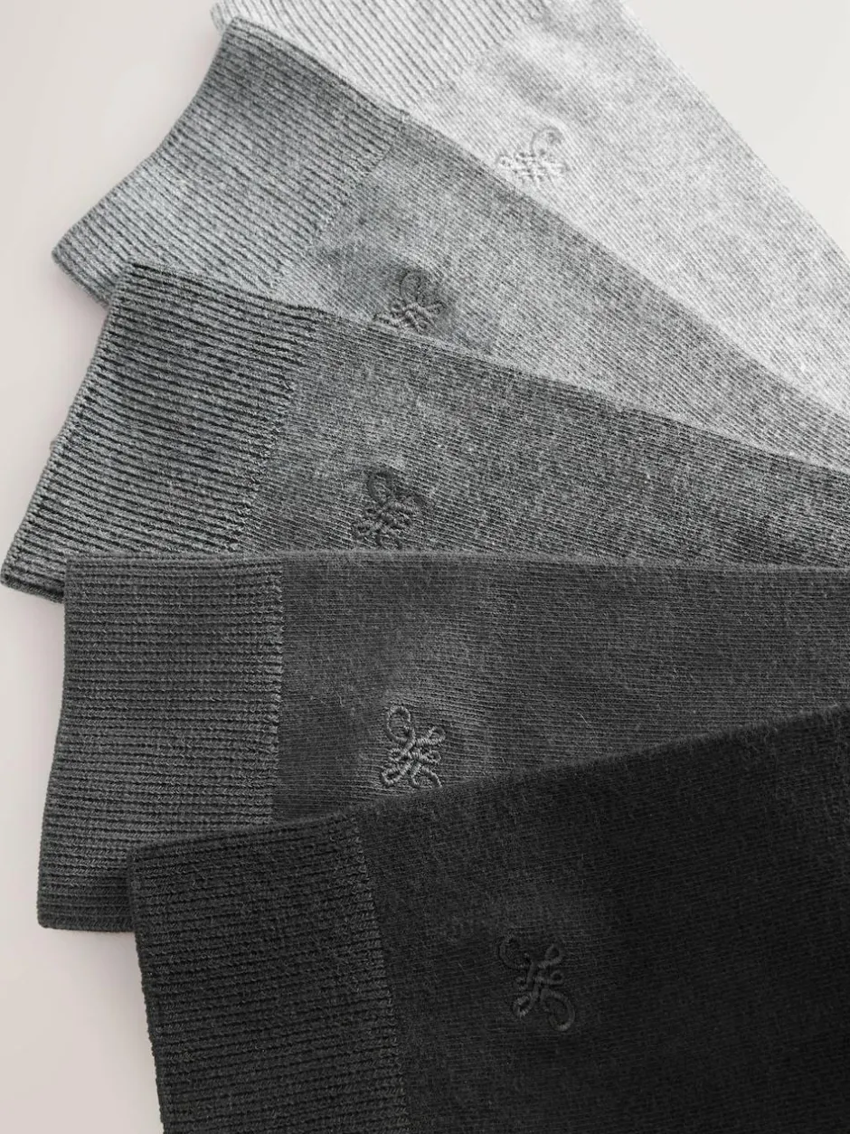 Next 5 Pack Embroidered Lasting Fresh Socks Grey Sale