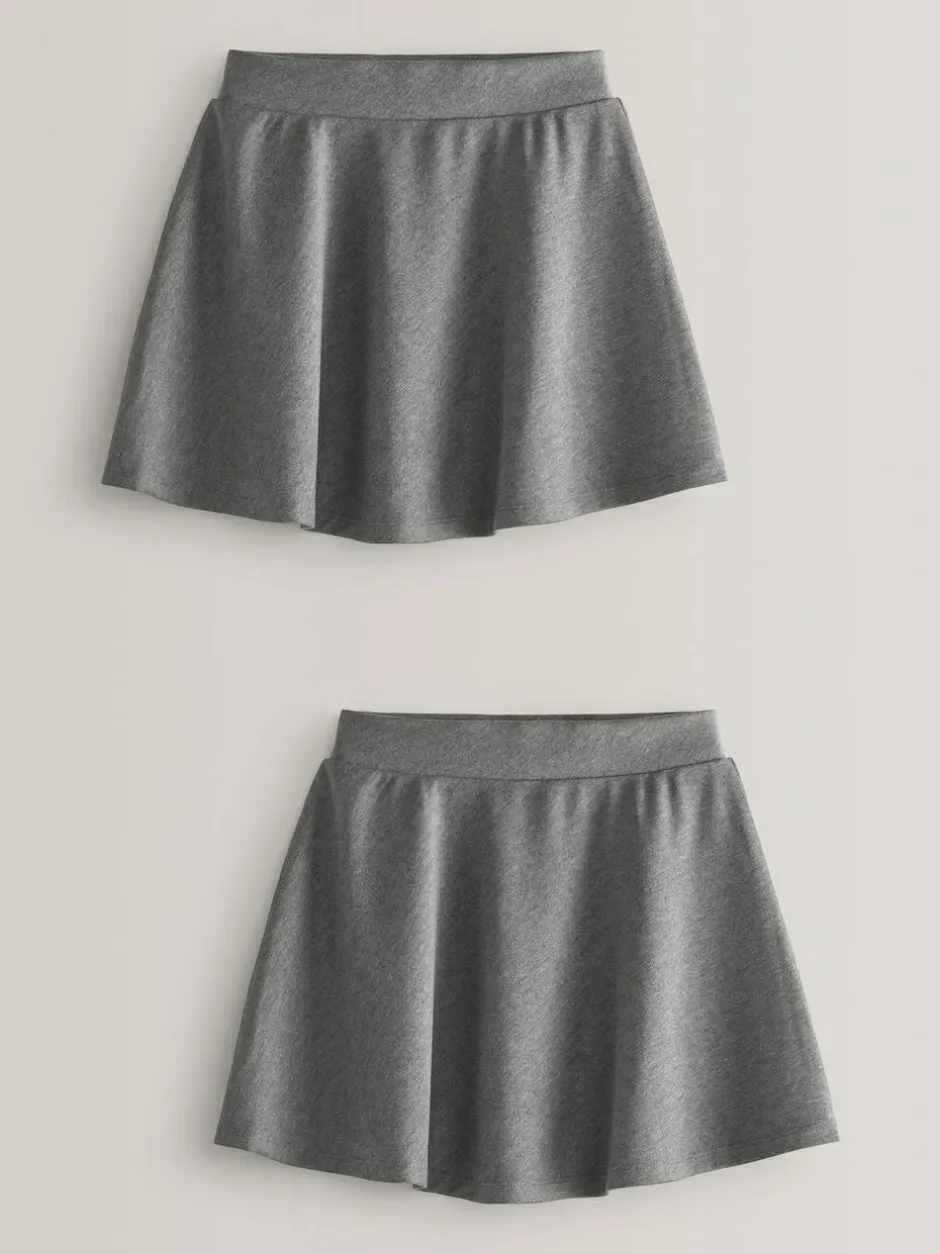 Next 2 Pack Pull-On Jersey Stretch School Skater Skirts (3-17yrs) Grey Outlet