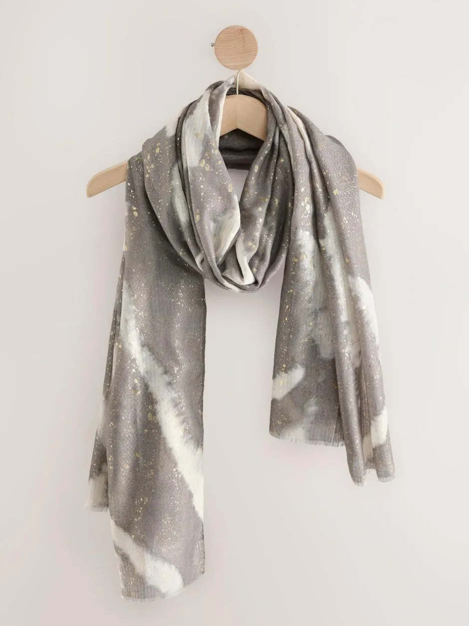 Next Grey Abstract Foil Lightweight Scarf Hot