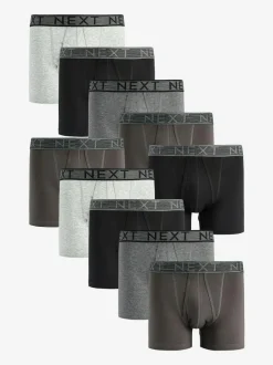 Next Grey A-Front Boxers 10 Pack New