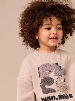 Next Grey and Charcoal Dinosaur Spike Single Sweatshirt and Joggers Set (3mths-7yrs) Clearance