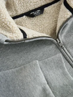 Next Borg Fleece Zip Through Hoodie (3-16yrs) Grey Sale