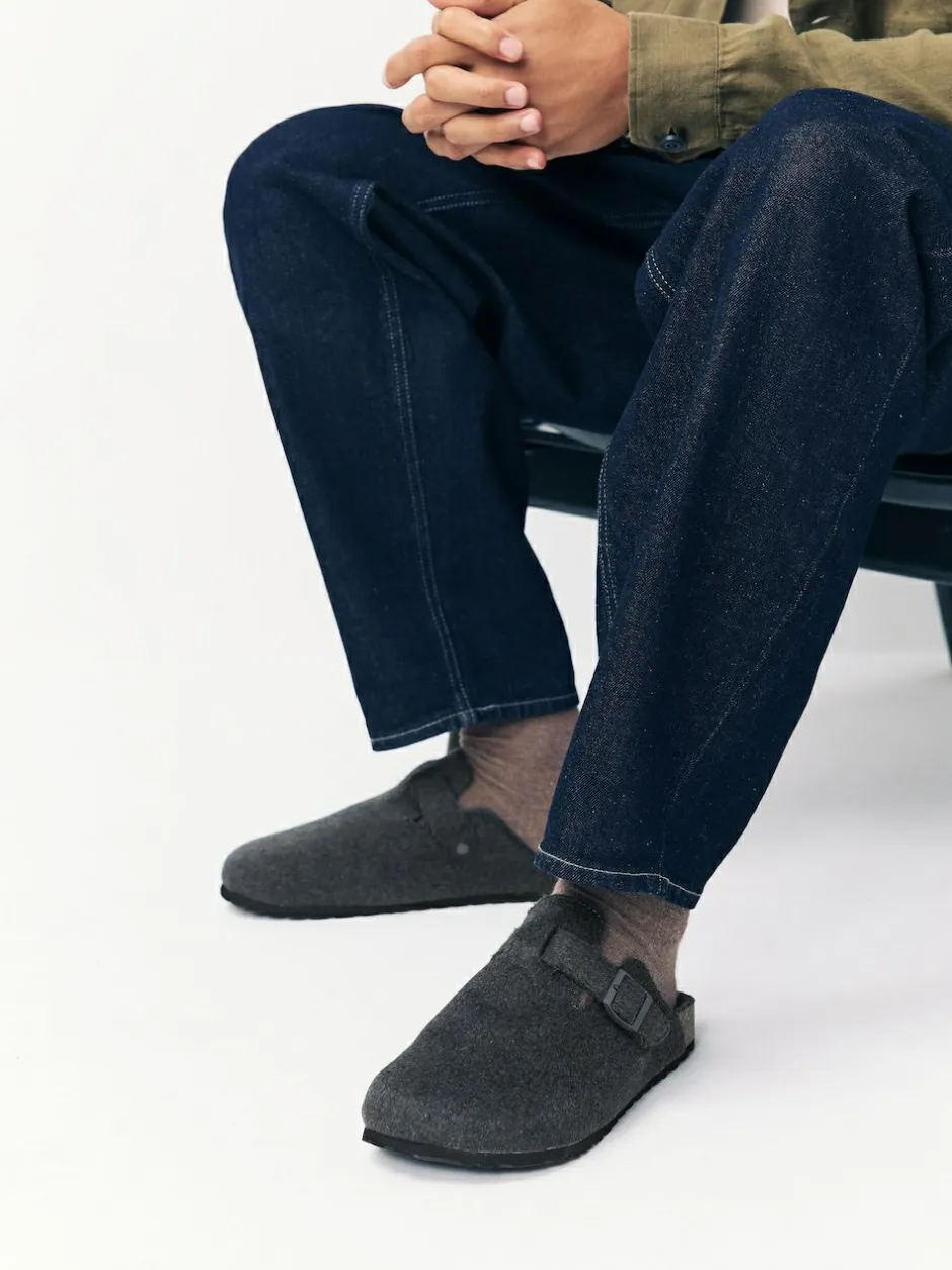 Next Grey Buckle Mule Slippers Discount