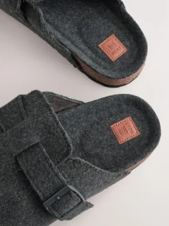 Next Grey Buckle Mule Slippers Discount