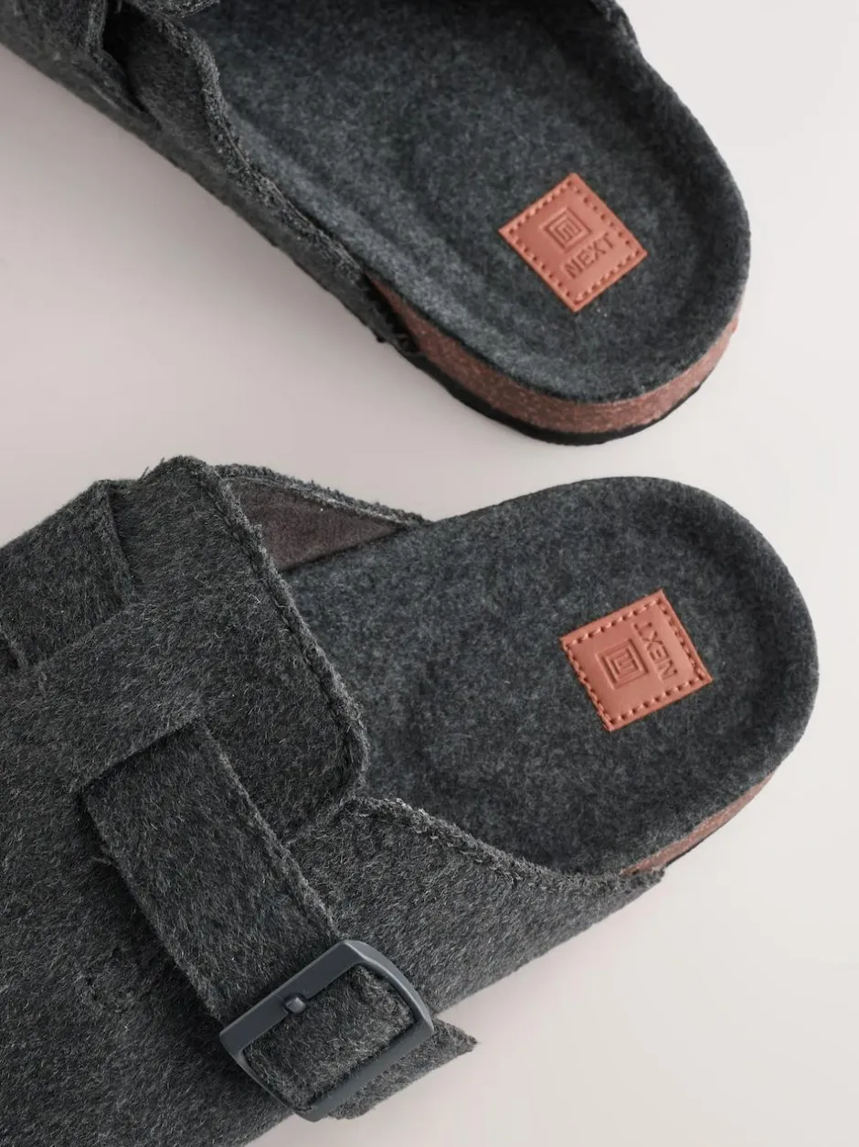 Next Grey Buckle Mule Slippers Discount