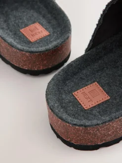 Next Grey Buckle Mule Slippers Discount
