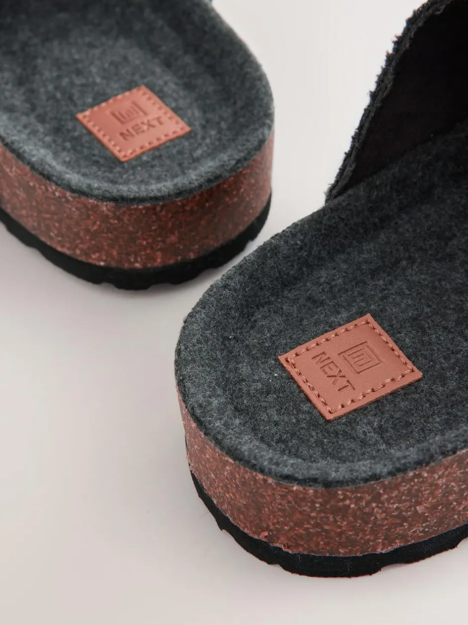 Next Grey Buckle Mule Slippers Discount