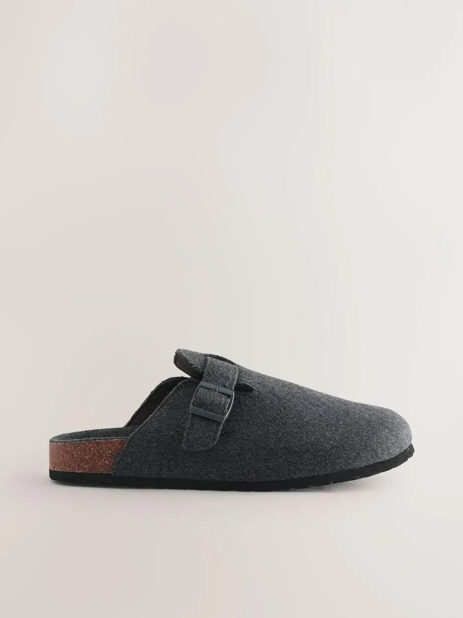 Next Grey Buckle Mule Slippers Discount
