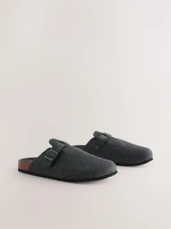 Next Grey Buckle Mule Slippers Discount