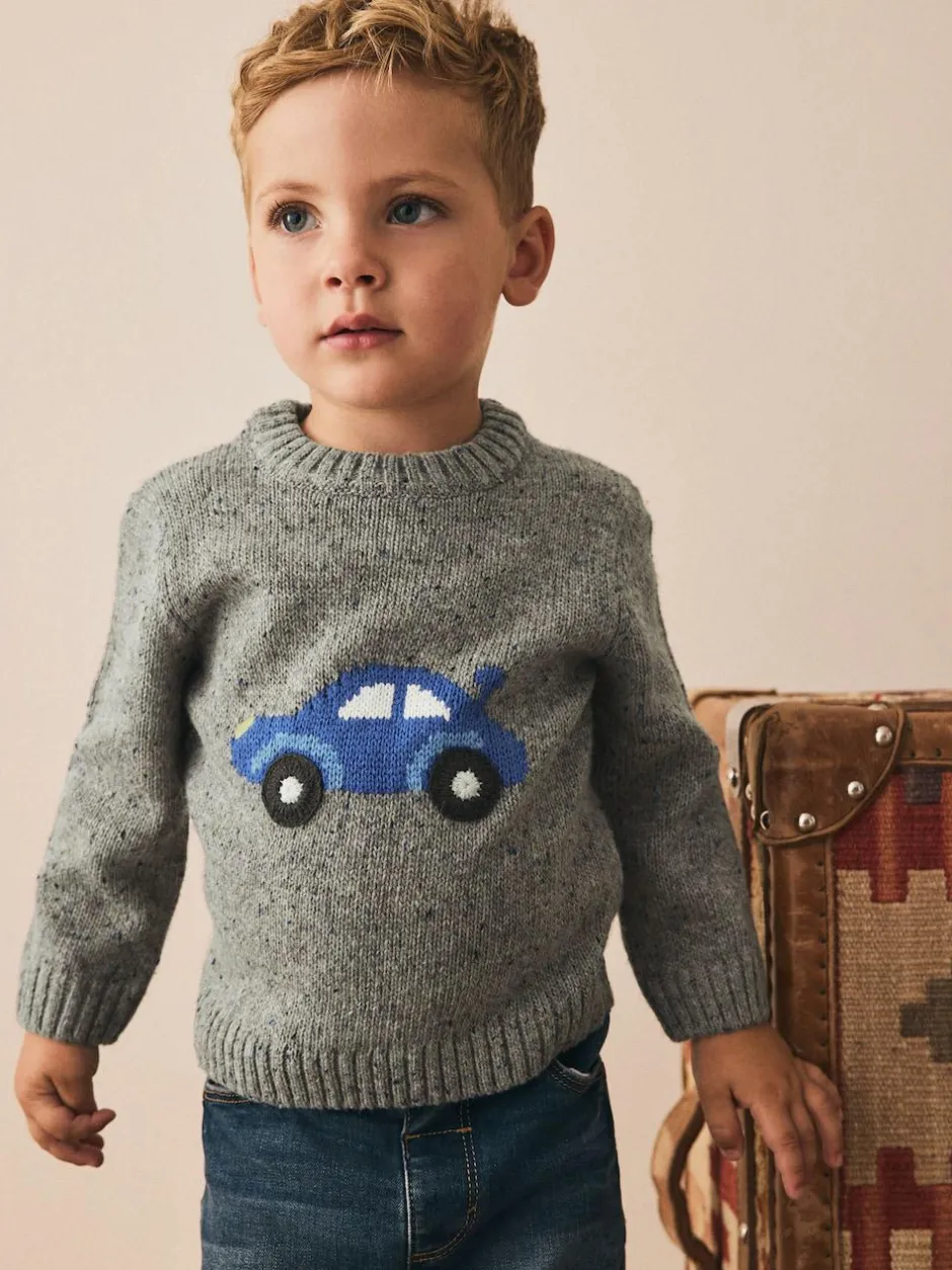 Next Grey Car Knitted Jumper (3mths-7yrs) Sale
