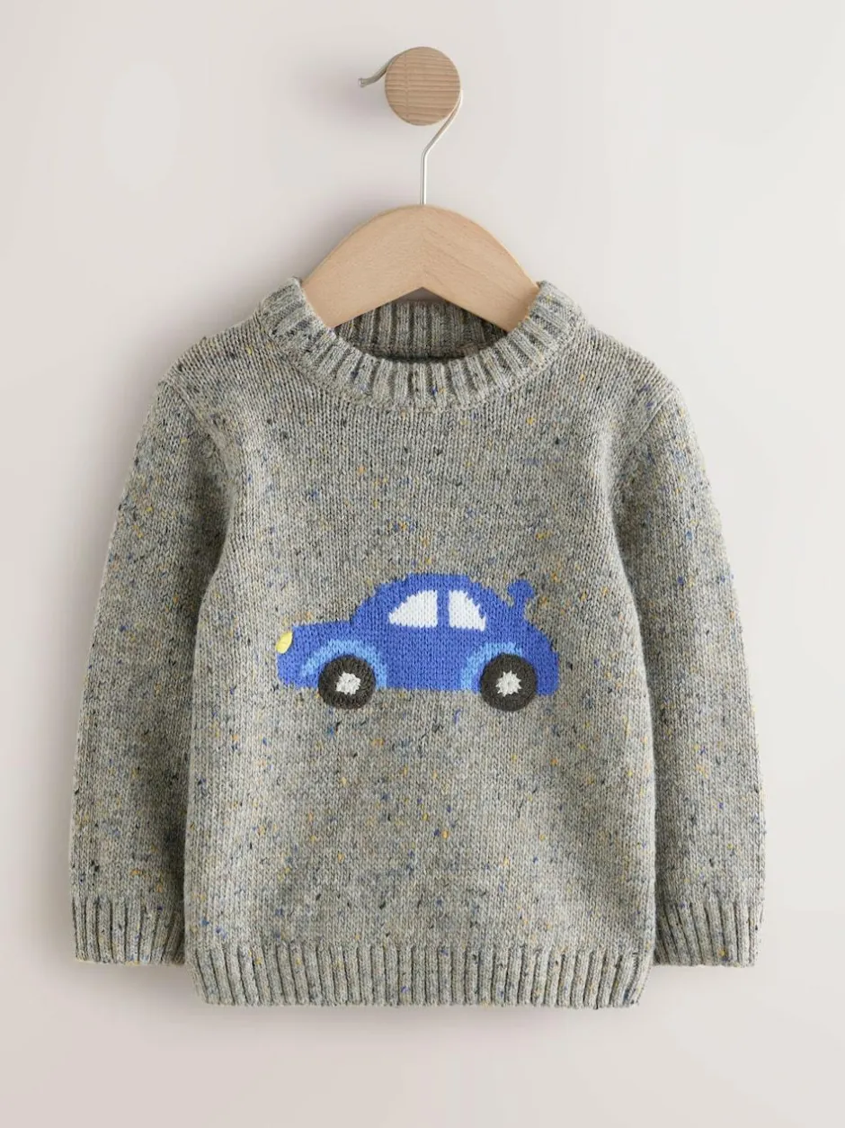 Next Grey Car Knitted Jumper (3mths-7yrs) Sale
