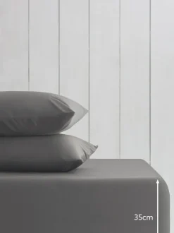 Next Grey Charcoal Cotton Rich Deep Fitted Bed Sheet Sale