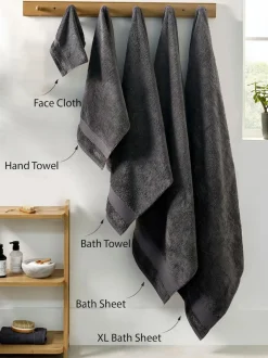 Next Grey Charcoal Egyptian Cotton Towel Discount