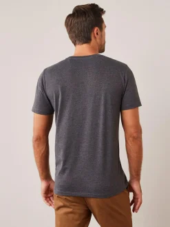 Next Grey Charcoal Marl Regular Fit Essential Crew Neck Cotton T-Shirt Online