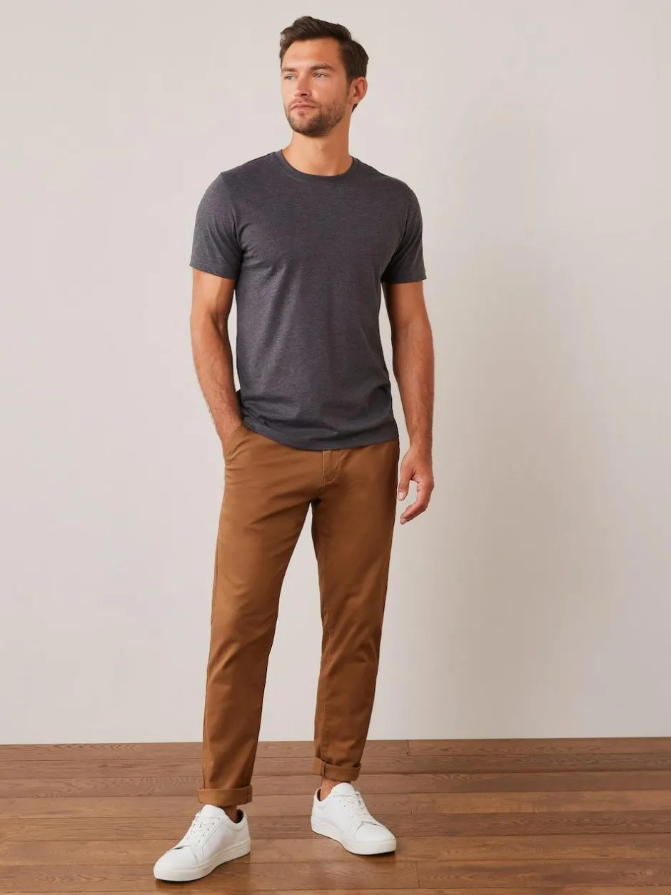 Next Grey Charcoal Marl Regular Fit Essential Crew Neck Cotton T-Shirt Online