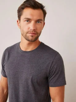 Next Grey Charcoal Marl Regular Fit Essential Crew Neck Cotton T-Shirt Online