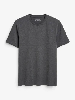 Next Grey Charcoal Marl Regular Fit Essential Crew Neck Cotton T-Shirt Online