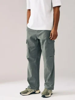 Next Relaxed Fit Cotton Stretch Cargo Trousers Grey Charcoal Sale
