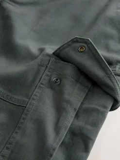 Next Relaxed Fit Cotton Stretch Cargo Trousers Grey Charcoal Sale