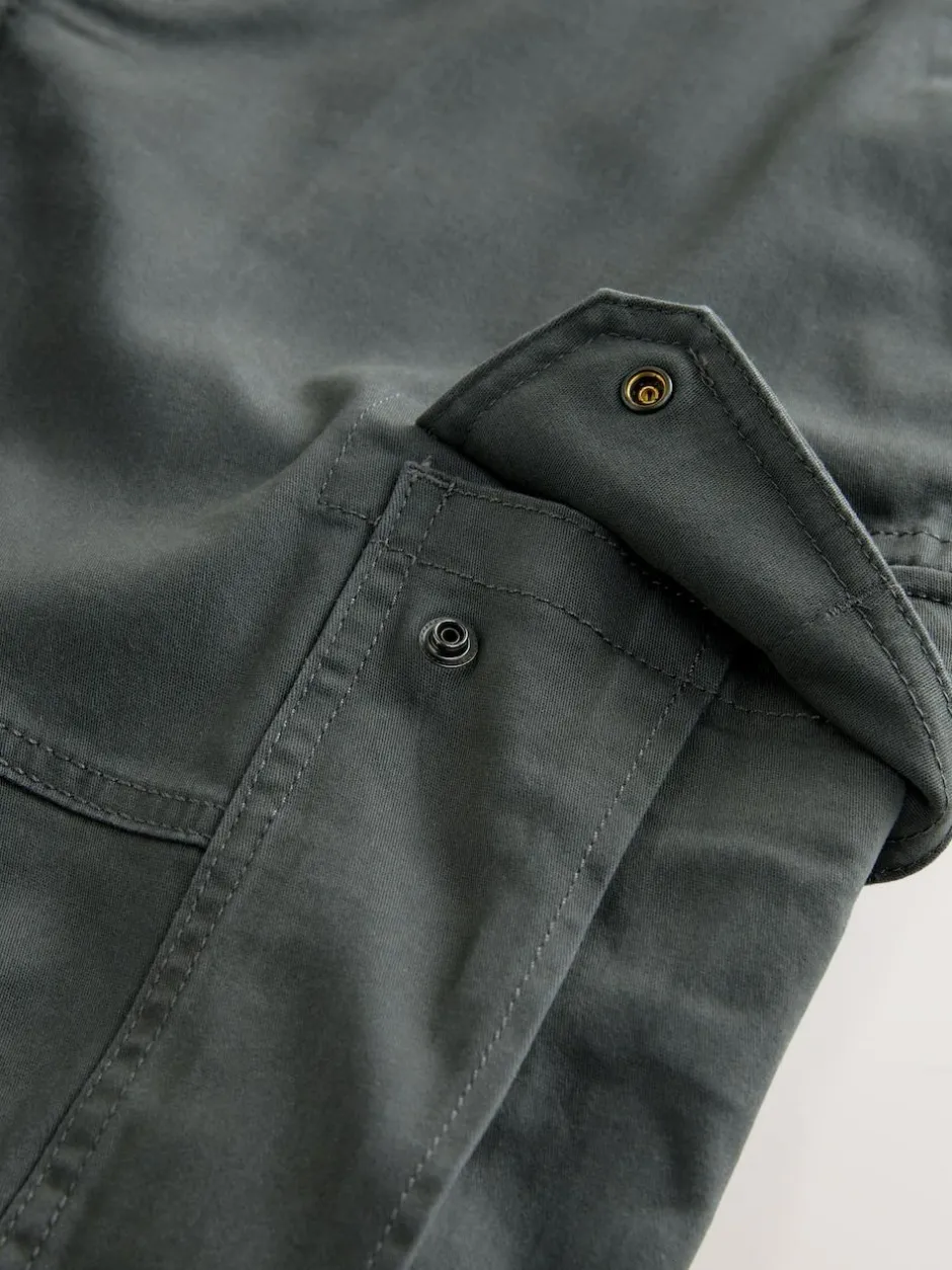 Next Relaxed Fit Cotton Stretch Cargo Trousers Grey Charcoal Sale