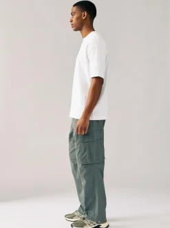 Next Relaxed Fit Cotton Stretch Cargo Trousers Grey Charcoal Sale
