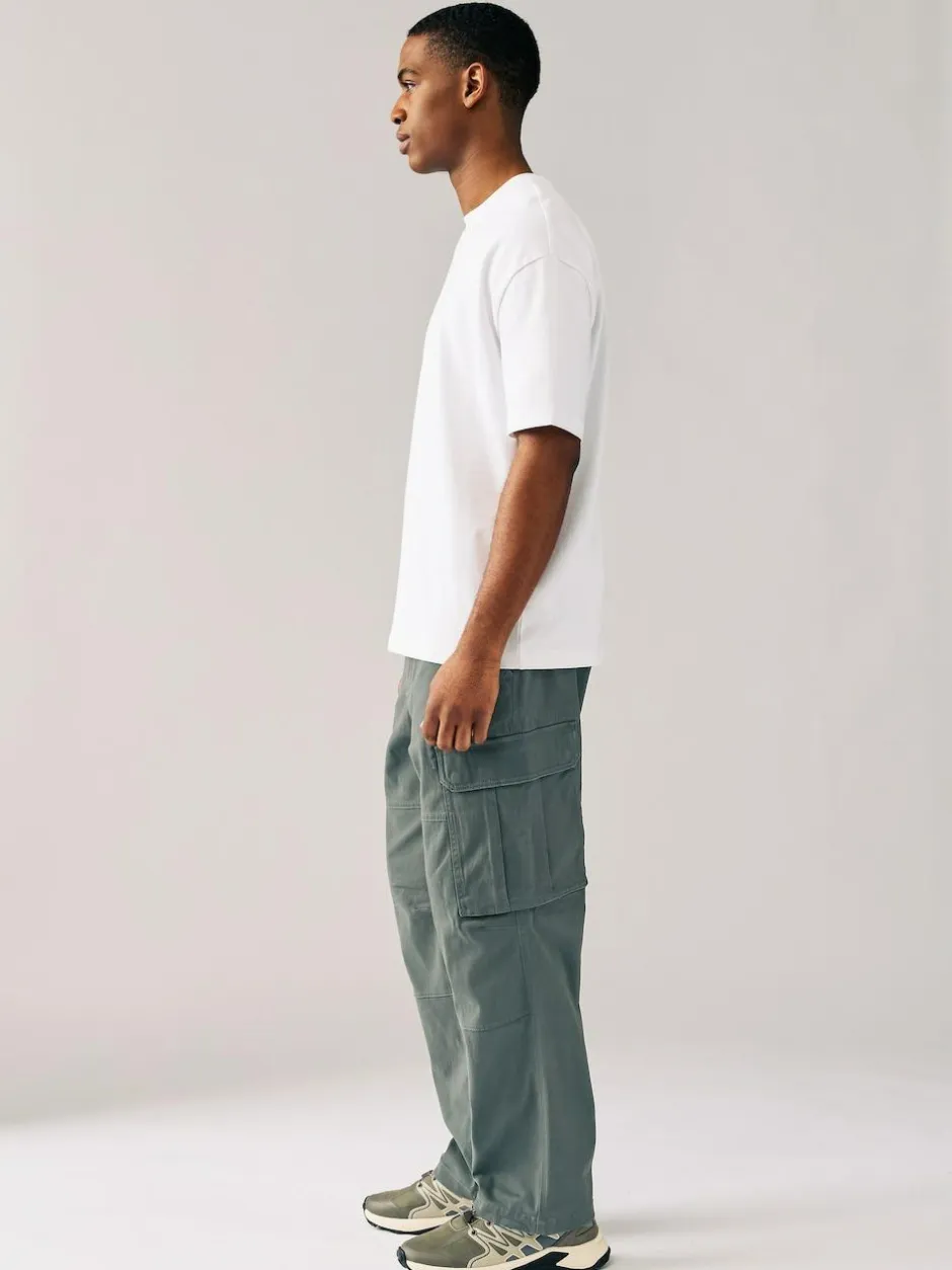 Next Relaxed Fit Cotton Stretch Cargo Trousers Grey Charcoal Sale