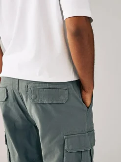 Next Relaxed Fit Cotton Stretch Cargo Trousers Grey Charcoal Sale