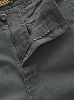 Next Grey Charcoal Straight Fit Cotton Stretch Cargo Trousers Sale