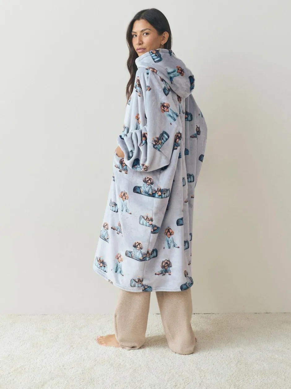 Next Grey Charlie The Cockapoo Oversized Hooded Blanket New