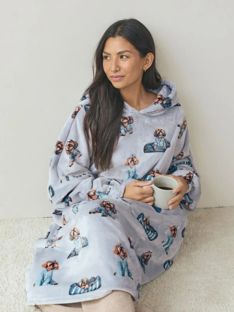 Next Grey Charlie The Cockapoo Oversized Hooded Blanket New