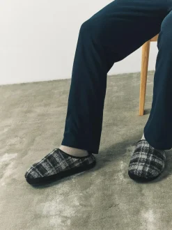 Next Check Mule Slippers Grey Best